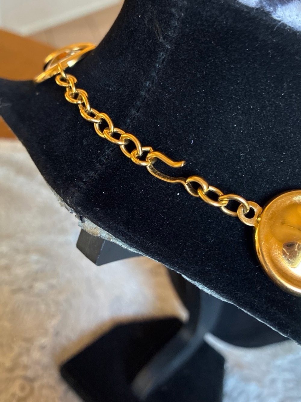 Monet Shiny Gold Disc Necklace with Matching Stud Earrings - Picture 3 of 7